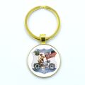 Vintage ROUTE 66 Keychain Motorcycle Car Keyring Handmade Glass Cabochon Key Chain Holder Women Men Jewelry Gift. 