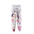 Celana Jogger 3D Pelayan Naga Anime Miss Komirai Celana Panjang Kasual Pria/Wanita Celana Olahraga Kostum Cosplay Kanna Kamui. 