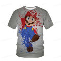 Fashion Mario T-shirt Children's Clothing Top Boys' T-shirt Game 3D Print T-shirt Funny Animation Short Sleeve Baby Girls' Cloth. 