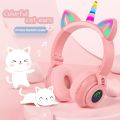 RGB Unicorn Kids Wireless Headphones With Mic,Control RGB Light Girls Music Stereo Earphone Mobile Phone Children's Headset Gift. 