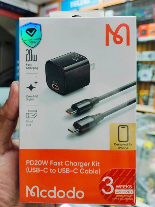 MCDODO 20 Watt PD+QC Fast Charging Adaptor + (Free) iPhone PD Type C to Lightning Combo Pack