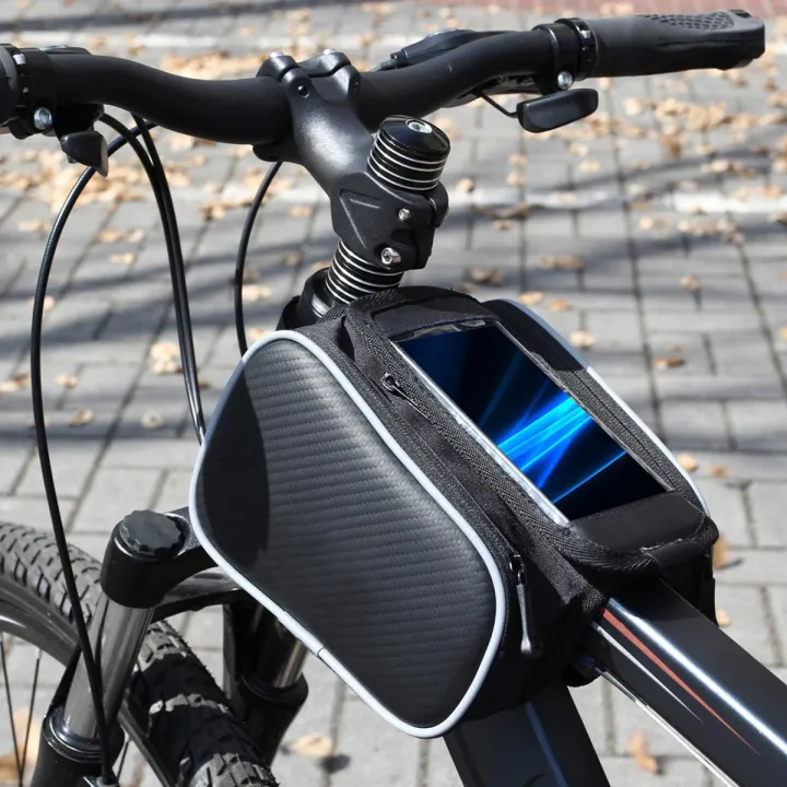Roswheel Cycling Bike Bicycle Front Top Tube Frame Pannier Double Bag Pouch for 5.5in Cellphone 1.8L 12813L-A
