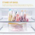【Eco-friendly】 Reusable Food Storage Bag Containers Reusable Freezer Bag Leakproof Top Bags Kitchen Organizer Pouch for Meat Fruit Veggies. 
