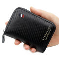 Multi Slot Card Holder Vintage Small Wallet Women Men Business Bank Credit Card Bag Male Coin Pouch Solid Leather Zipper Wallet. 