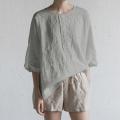 EaseHut Cotton Linen T-shirts Women 2022 Solid Color O-neck Half Sleeve Casual Tee Tops 4XL 5XL Plus Size Casual Female T-shirts.