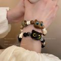 1/2Pcs Cute Cartoon Cat Bracelet for Women Funny Black Little Animal Beaded Bracelet Trendy Handmade Jewelry Accessory Friendship Gifts. 