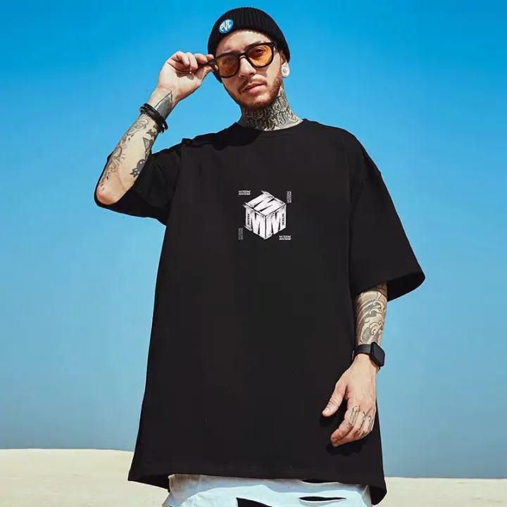 100%25Cotton%20European%20and%20American%20Fashion%20Overweight%20Men's%20Clothing%20Large%20Size%20National%20Fashion%20Hop%20Loose%20Oil%20Painting%20Short%20SleeveTT-shirt%20Trendy%20-%20Image%204