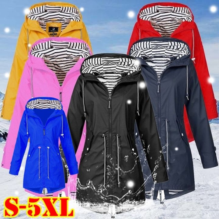 Women%20Waterproof%20Zipper%20Rain%20Jacket%20Solid%20Color%20Ladies%20Outdoor%20Mountaineering%20Lightweight%20Raincoats%20Plus%20Size%20S-%20-%20Image%203