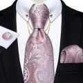 Luxury Black Gold Paisley Silk Ties For Men 8cm Men's Wedding Neck Tie Pocket Square Cufflinks Set Collar Pin Men's Gift.