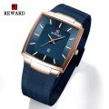 REWARD Men's Wrist Watches Luxury Business Man Wristwatch Date Timer Timepieces Alloy Classic Mesh Square Quartz Watch for Men.