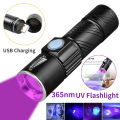 365nm UV Lamp USB Rechargeable Ultraviolet Flashlight 3 Mode Powerful Mini UV LED Torch Telescopic Zoomable UV Light Blacklight. 