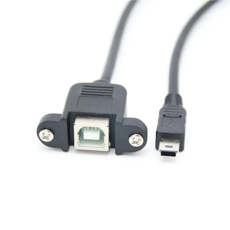 USB 2.0 Type B Female To Mini 5 Pin Male Up Angle Panel Mount Printer Cable