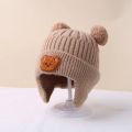 Winter Baby Beanie Cap Cartoon Bear Ear Protection Knitted Hat for Toddler Boys Girls Cute Korean Warm Kids Crochet Hats Gorros.