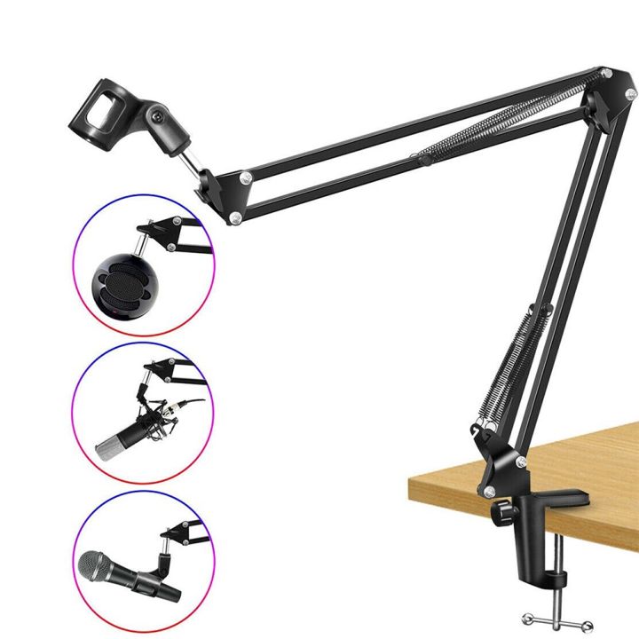 NB-37%20Microphone%20Stand%20Desk%20Adjustable%20Suspension%20Boom%20Scissor%20Arm%20Stand%20For%20Microphones%20With%20Mic%20Windscreen%20-%20Image%202
