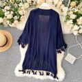 Women Long Kimono Shirt Ethnic Bohemian Vintage Embroidery Loose Cardigan Tops Holiday Sunscreen Blouses Outer Cover.