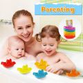 6Pcs Baby Bath Boat Toy Floating Ship Bath Toy Colorful Stackable Bath Toys Fun Baby Bath Time Connectable Boats for Kids.