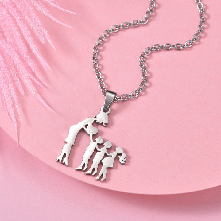 Mothers%20and%20Children%20Family%20Stainless%20Steel%20Necklaces%20Silver%20Color%20Multiples%20Kids%20Pendant%20Necklace%20Jewelry%20Mother's%20Day%20Gift%20-%20Image%204