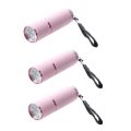 3X Outdoor Mini Pink Rubber Coated 9-LED Flashlight Torch. 