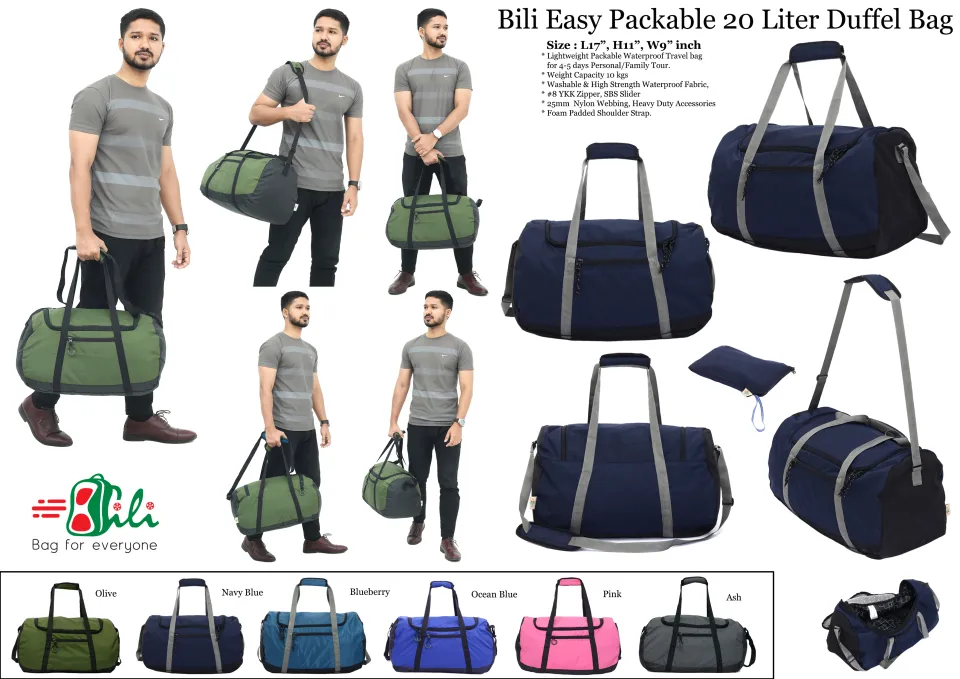 Bili Online Packable 20 Liter Duffel Bag (Blueberry)(3-4 Days Tour