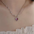 Purple Black Love Shape Pendant Necklace Heart Star Crystal Splice Chain For Women Girl Jewelry Accessories Gift 1Pcs.