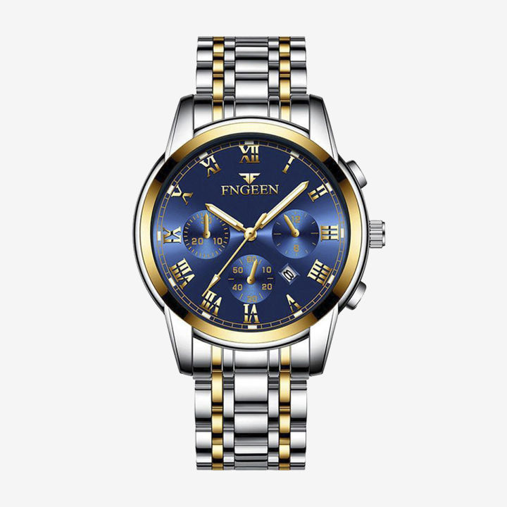 FNGEEN%204006%20High%20Quality%20Luxury%20Men's%20Quartz%20Watch%20Luminous%20Calendar%20Stainless%20Steel%20Strap%20Wristwatch%20For%20Men%20-%20Image%202