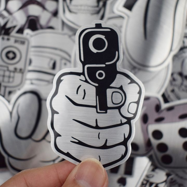 50%20Pcs%20Metallic%20Black%20and%20White%20Stickers%20Graffiti%20Sticker%20for%20Laptop%20Luggage%20Car%20Styling%20Wall%20Guitar%20Cool%20Stickers%20-%20Image%205