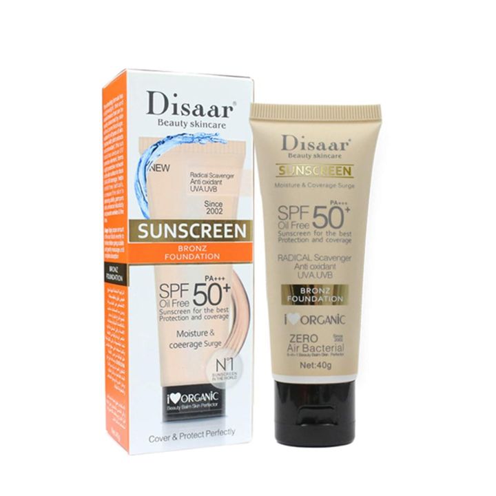 Disaar Beauty Skincare Oil Free SPF PA+++ 50+ Sunscreen Instant Protection UVA UVB Foundation - 40gm