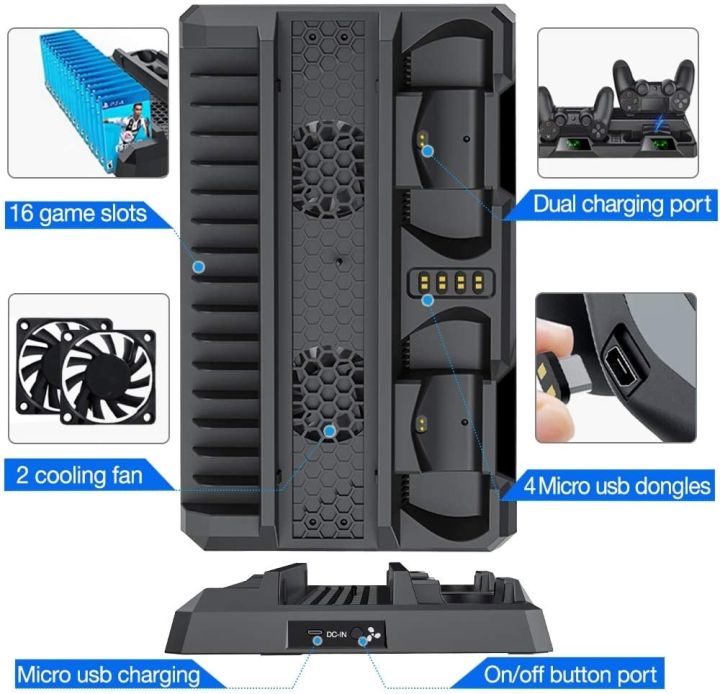 PS4%20Stand%20Cooling%20Fan%20for%20PS4%20Slim%20/%20PS4%20Pro/Playstation%204,%20PS4%20Pro%20Stand%20Vertical%20Stand%20Cooler%20with%20Dual%20Controller%20Charge%20Station%20&%2016%20Game%20Storage%20Good%20effect%20and%20easy%20to%20use%20-%20Image%204