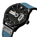 Curren 8301 - Blue Leather Analog Watch for Men.