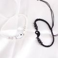 Woven Rope Bracelet Yin Yang Beads Adjustable Couple Pairing Friendship Gift.