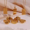 Fashion Jewelry Set Name Plate Necklace Custom Jewelry 18K Gold Plated Stainless Steel Necklace Ring Jewelry For Women.