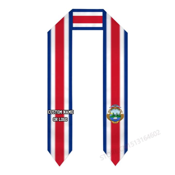 Custom Name Or Logo Costa Rica Flag Scarf Graduation Stole Sash International Study Abroad Class of 2023 Shawl