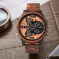 Cross-border men's giant watch trend multi-functional high-value large dial wooden watch with detached watch wholesale.