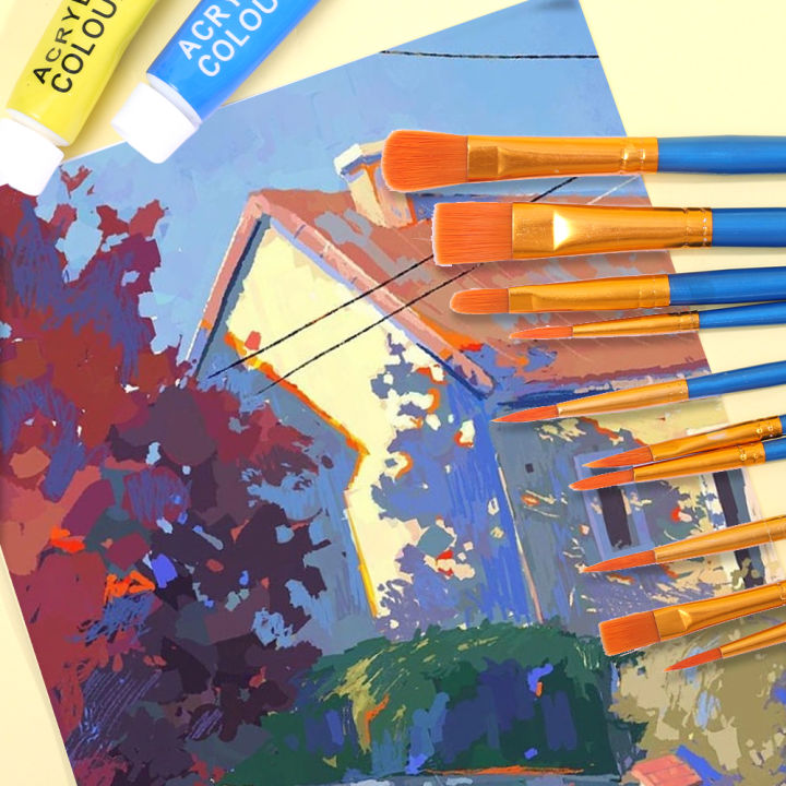 10%20Pcs%20Artists%20Paint%20Brush%20Set%20Acrylic%20Watercolor%20Round%20Pointed%20Nylon%20Tip%20Multifunction%20Hook%20Line%20Short%20Pointed%20Pen%20-%20Image%203