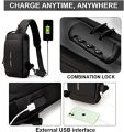 Men Anti-theft Crossbody Bag - black. 