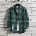 Red Plaid Shirt Men's Loose Casual Shirt Korean Style Trendy Handsome Workwear Shirt Coat Spring. 
