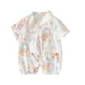 Baby jumpsuit, gauze, summer short sleeved monk clothing, newborn diaper, bamboo fiber baby romper, outdoor clothing.