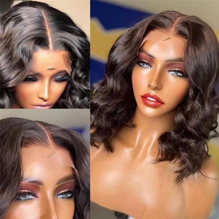 13x1 T Part Lace Front Human Hair Wigs Remy Brazilian Body Wave Bob