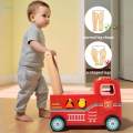 Baby Push Cart Learning Fire Truck Theme Stand Push Pull Toy. 