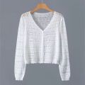 【Cashmere Family】Mulberry silk top, cardigan, jacket, women's thin cutout, sunscreen knitting, shawl, short. 