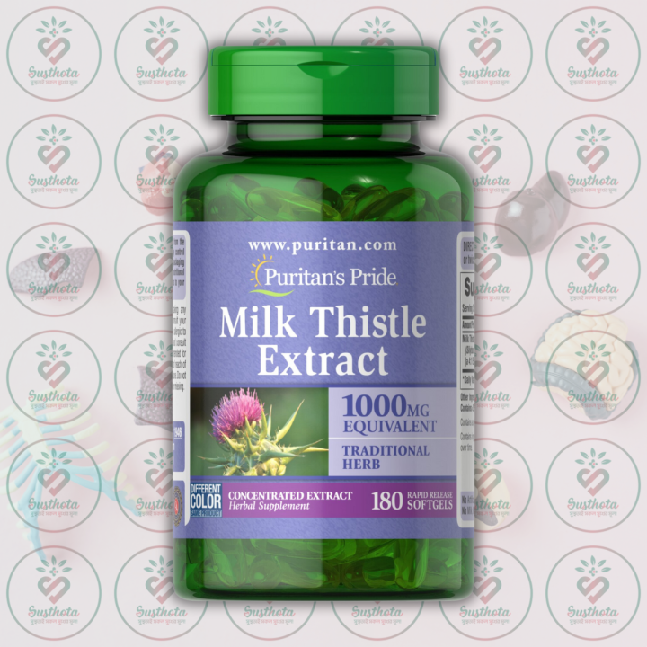Puritan's Pride Milk Thistle Extract – 1000 mg – 180 Rapid Release Softgels – with Silymarin – for Liver Health & Detoxification