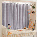 Bedroom Curtain with Rod Cover Punch-Free Installation Small Window Simple Bay Window Shading Cloth Rental ins Short Style.