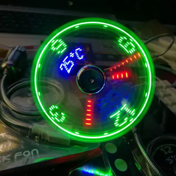 USB Gadgets Clock Fans Time And Temperature Display Small Night light Metal Mini Fan Summer DC 5V By Laptop Mobile Changer PC