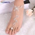 Beach Anklet Fine Workmanship Leaves Shape Ankle Bracelet with Toe Ring. 