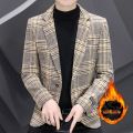 New Mens Suit Jacket Blazers Autumn Winter Suits Men's Wool Plaid Suits Men's Trend Woolen Suits Plus Size Men's Clothing. 