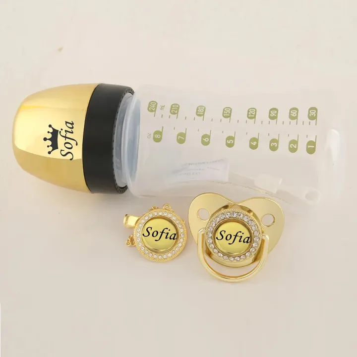 %E3%80%90NEW%E3%80%91%20Luxury%20Any%20Name%20Customized%20Baby%20Feeding%20Set%20Gold%20Rose%20Gold%20Silver%20Milk%20Bottle%20Pacifier%20Bling%20Pacifier%20Case%20Unique%20Birthday%20Gift%20-%20Image%203