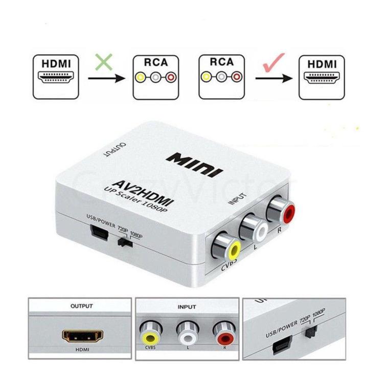 AV TO HDMI Composite AV CVBS 3RCA to HDMI 1080p Converter Adapter Video Upscaler HD