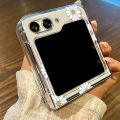 Flower Pattern Folding Clear Case For Samsung Galaxy Z Flip 6 5 4 Floral Transparent Hard Cover For Samsung Z Flip5 Flip4 Flip3. 