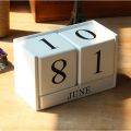 (New)Patoral tyle Wooden Perpetual Calendar Retro MDF Month Diplay Cube Calendar Perpetual Calendar Eternal Block Building Block Calendar Office.
