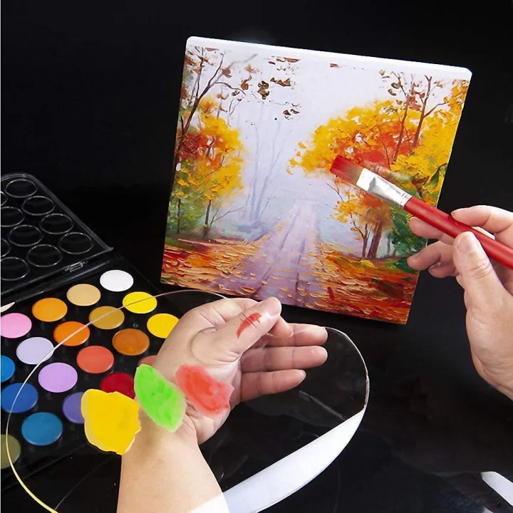 Acrylic%20Paint%20Palette%20with%20Thumb%20Hole,%20Clear%20Paint%20Tray%20Oval,%20Easy%20Clean%20Non-Stick%20Artist%20Pallet%20for%20Oil%20Watercolor%20Craft%20DIY%20Art%20Painting%20-%20Image%202